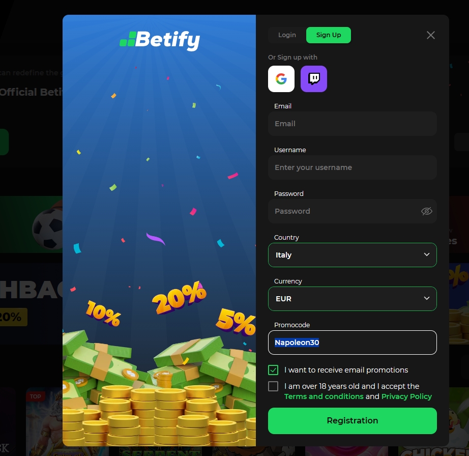 Betify - 30 Freispiele